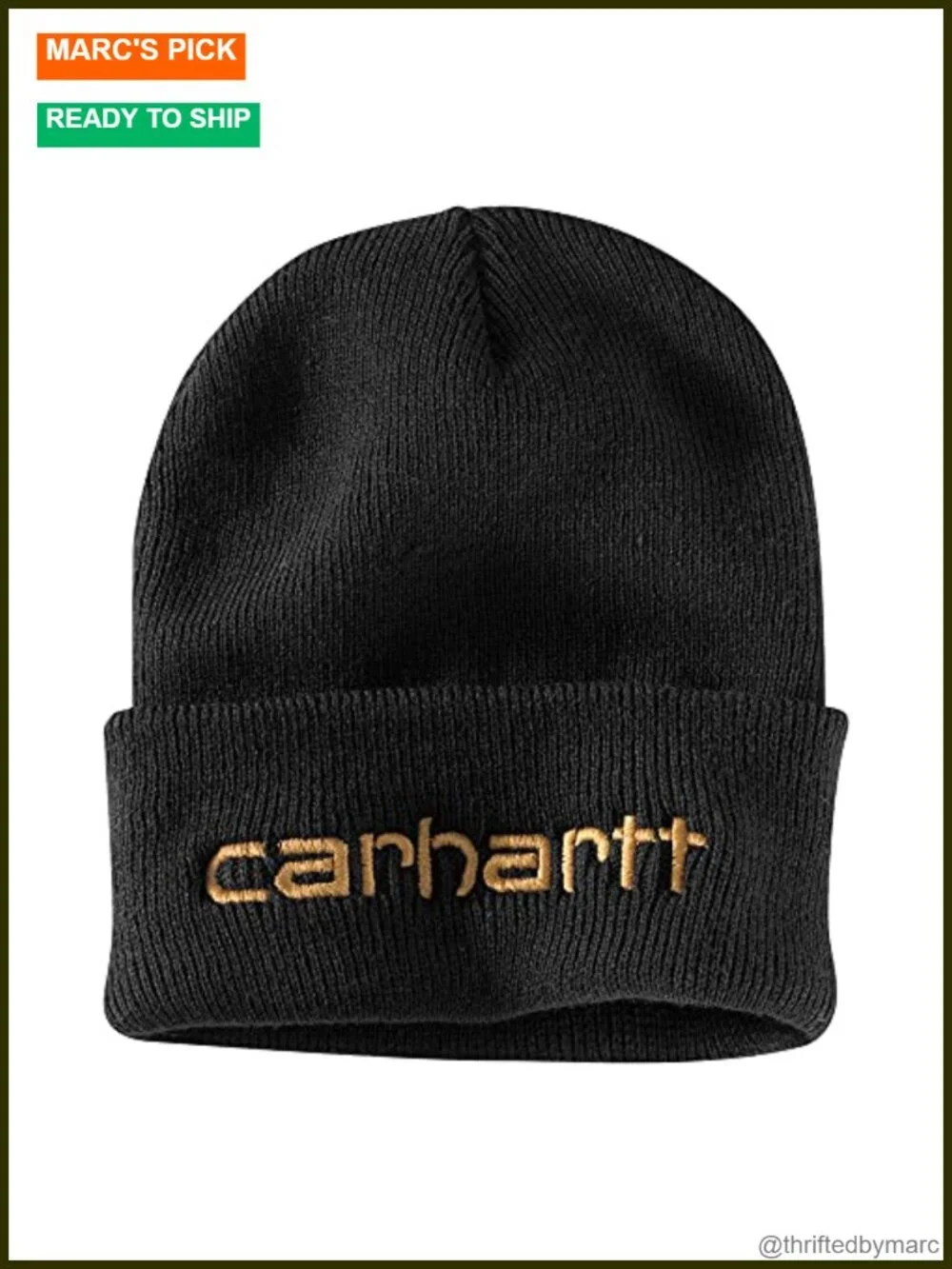 Insulated Logo Graphic Cuffed Beanie - 100% Acrylic Stretch Rib Knit
